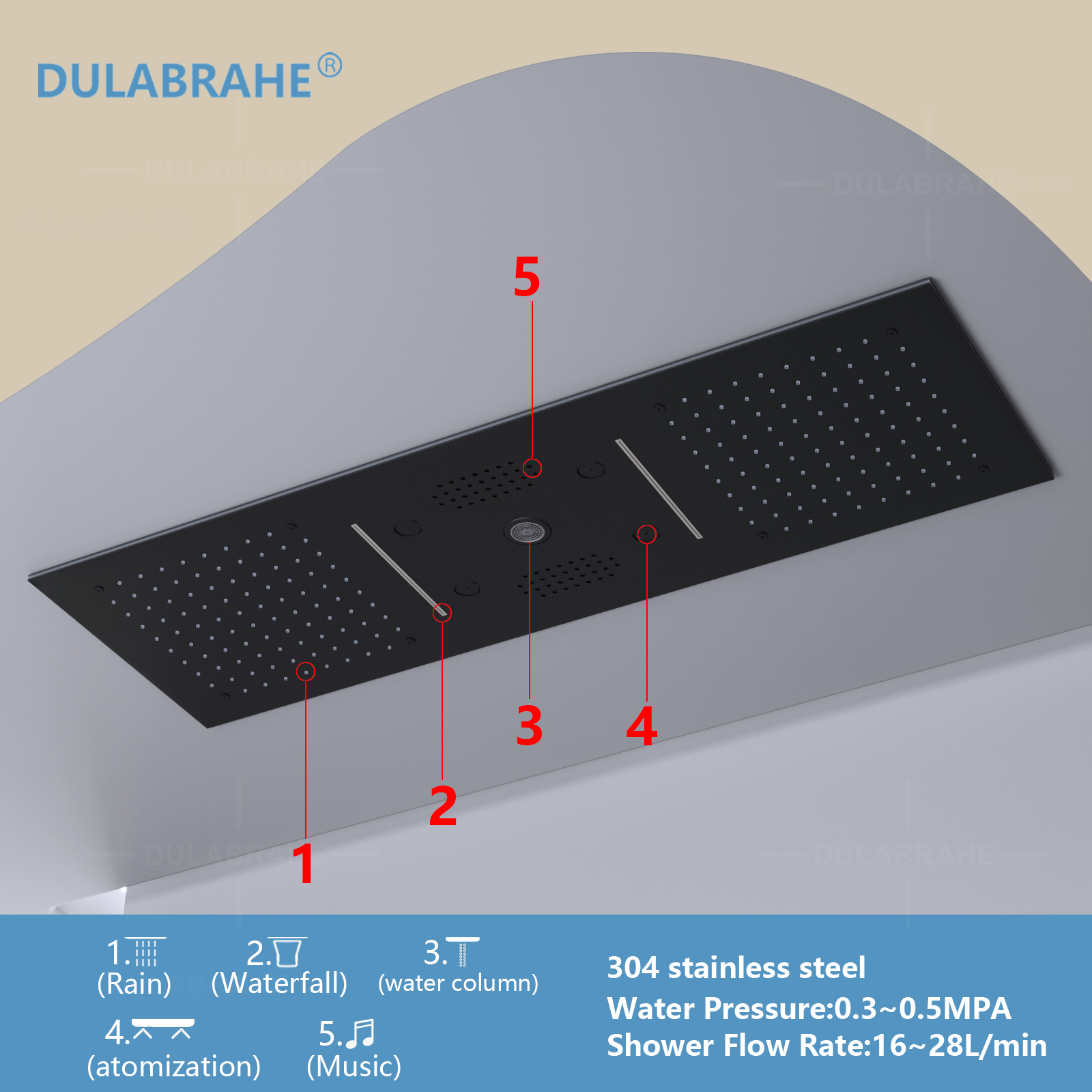 led light shower head with speaker