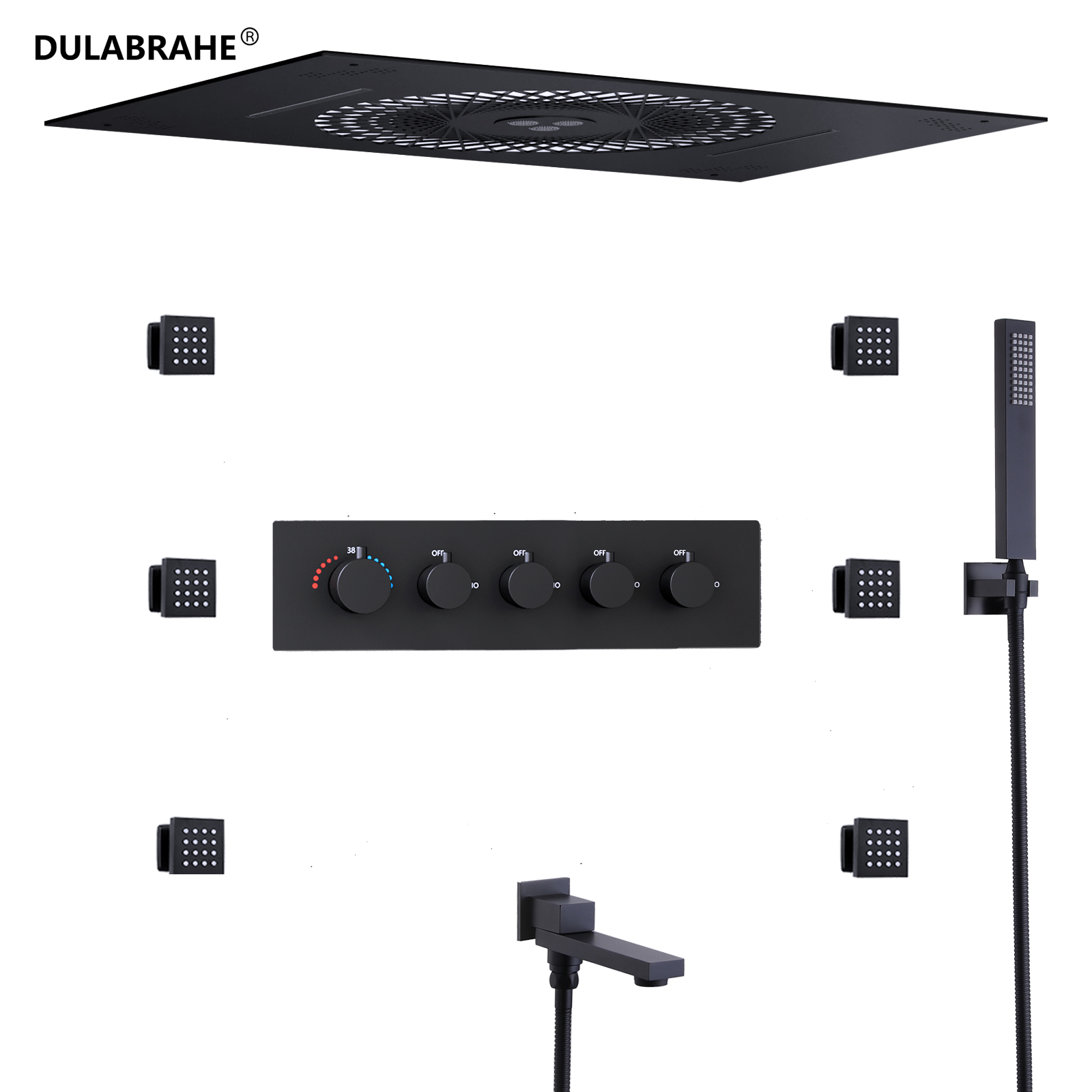 2024 New Sky City LED Bluetooth Music 60x40.5CM Ceiling Shower Head Set Bathroom Thermostatic Faucet Bath Shower