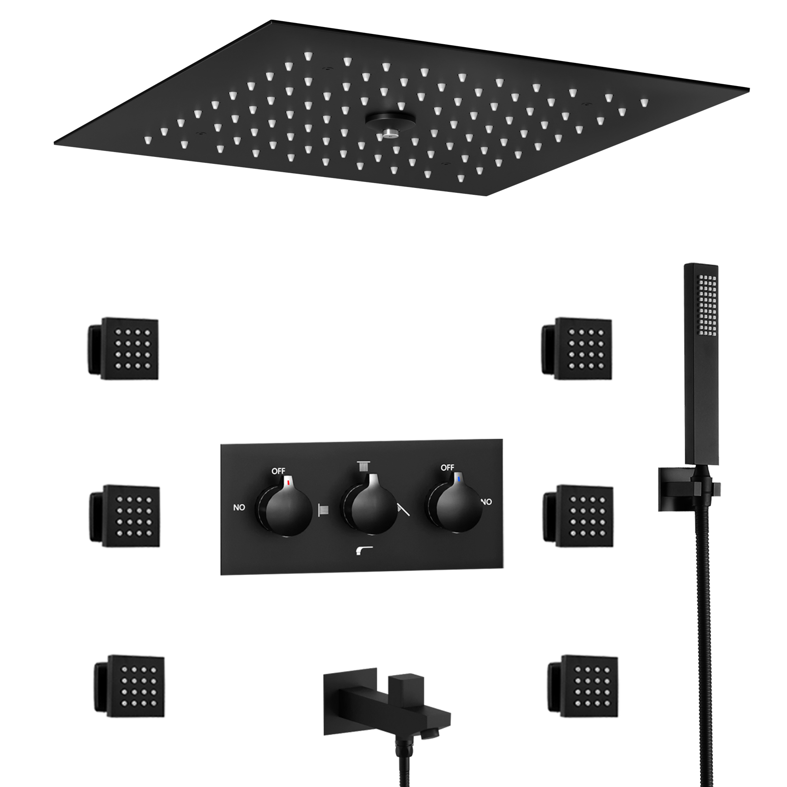 300*300mm Constant Temperature Shower Mixer Valve Rain Shower Head LED Light Shower System Set