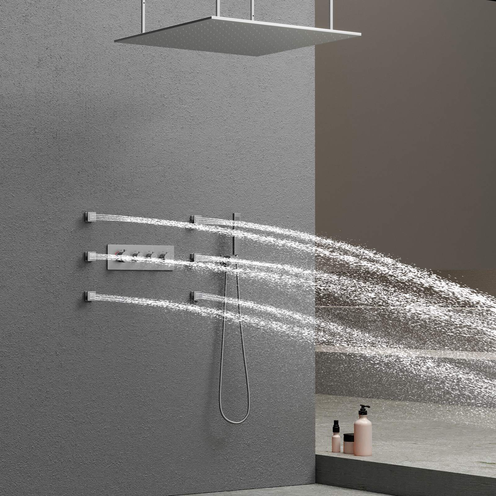 Rain Shower Thermostat Multi-function Led Shower System Blender Set Shower Faucet Set
