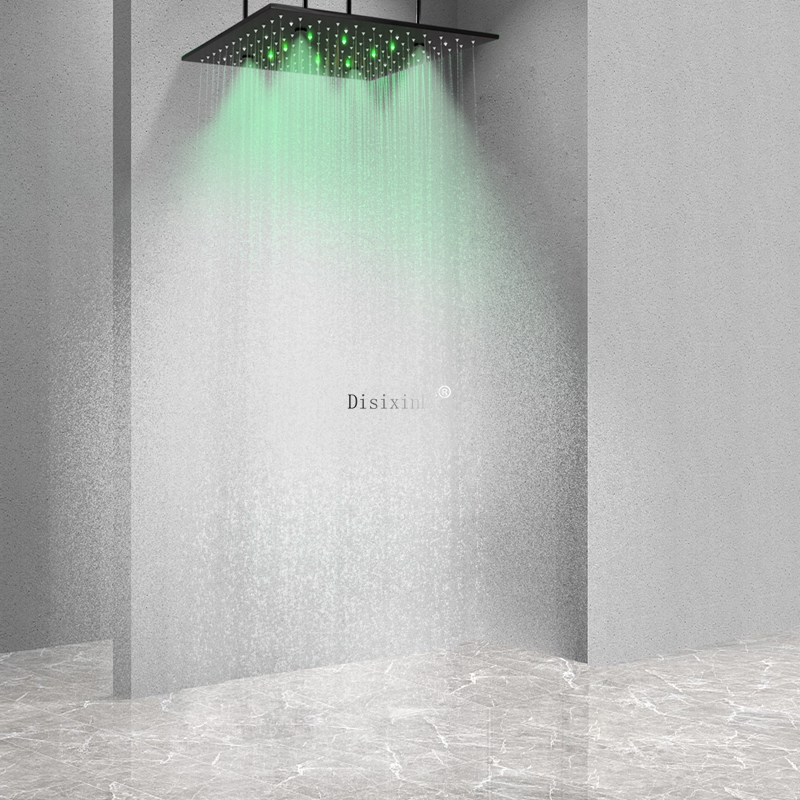 Sanitary Ware Luxury Bathroom Accessories LED Shower Head Temperature With Light Adjustable Shower Head Holder