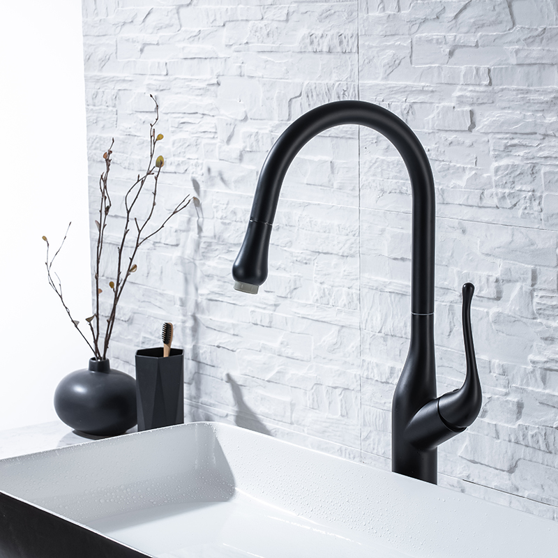 Hot Sales New European Style Design Matte Black Bifunctional Sink Kitchen Mixers Single Handle