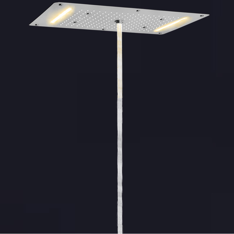 Brushed Nickel 70X38 CM Bathroom LED Shower Faucets Embed Ceiling Multi Function Shower Waterfall Rainfall