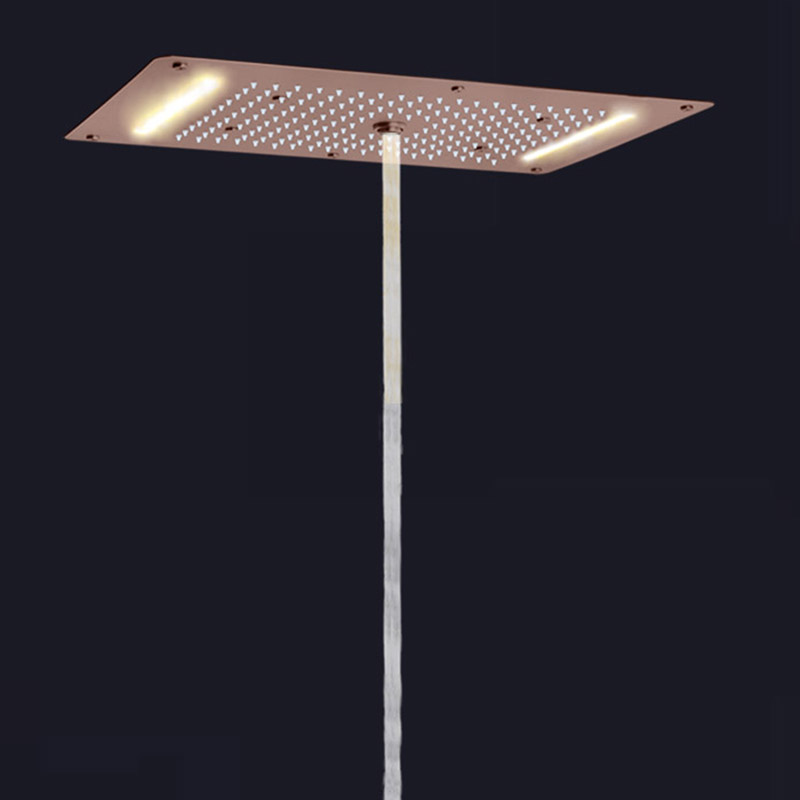 Brown 70X38 CM Shower Mixer LED European Style Bathroom Massage Shower Rainfall Concealed Shower System