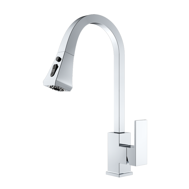 Hot Sales Brushed Nickel Contemporary Luxury Sink Bifunctional Kitchen Taps Pull-Out Type Single Handle