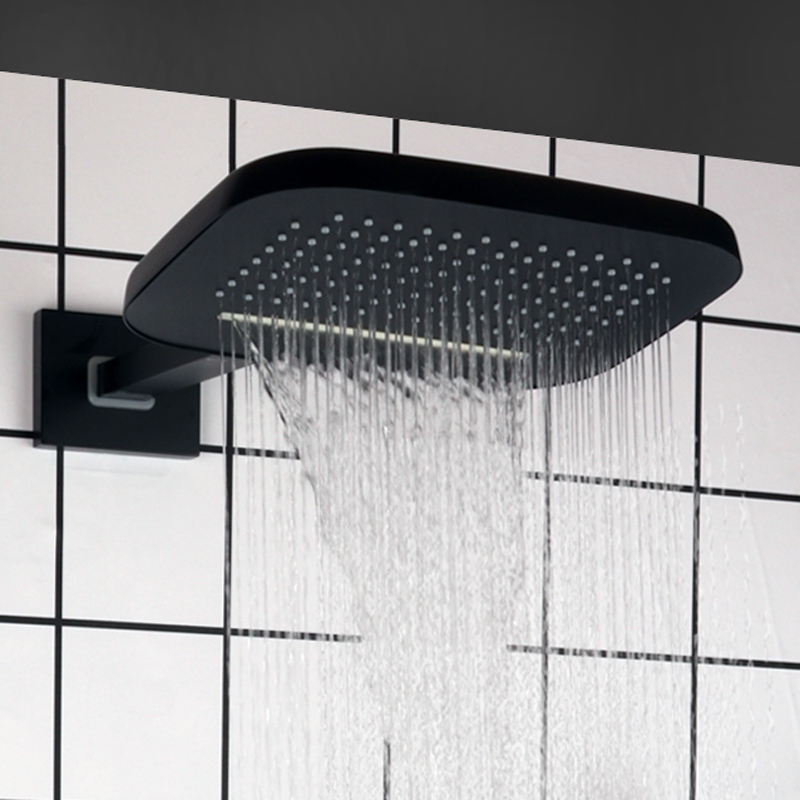 Matte Black 25X20CM Shower Mixer Bathroom Wall Mount Bifunctional Rainfall Waterfall Shower