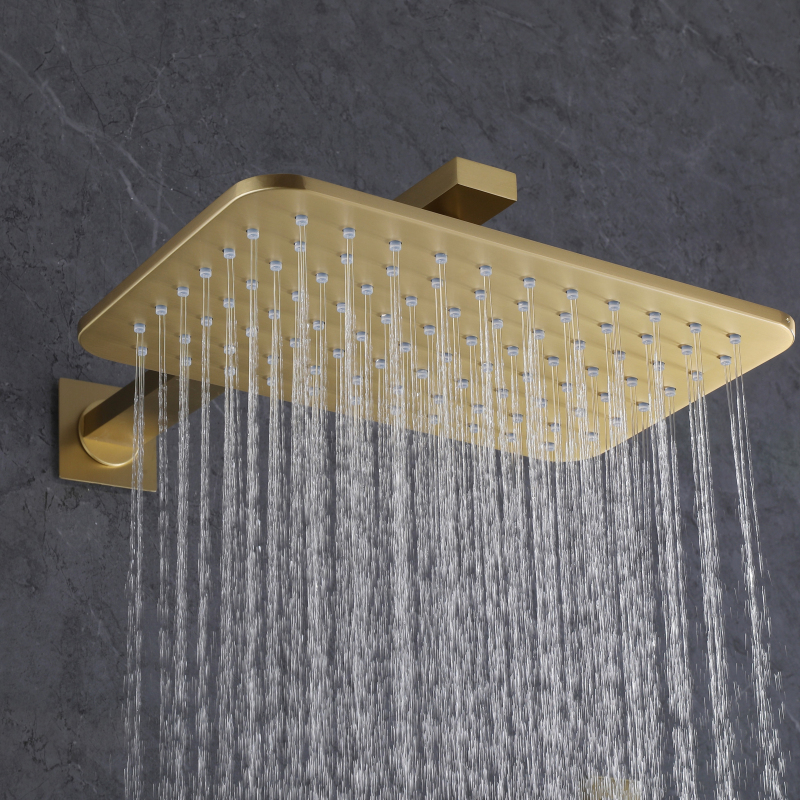 Brushed Gold Shower Faucet Bathroom Thermostatic Ceiling Rainfall Pressure Handheld Shower