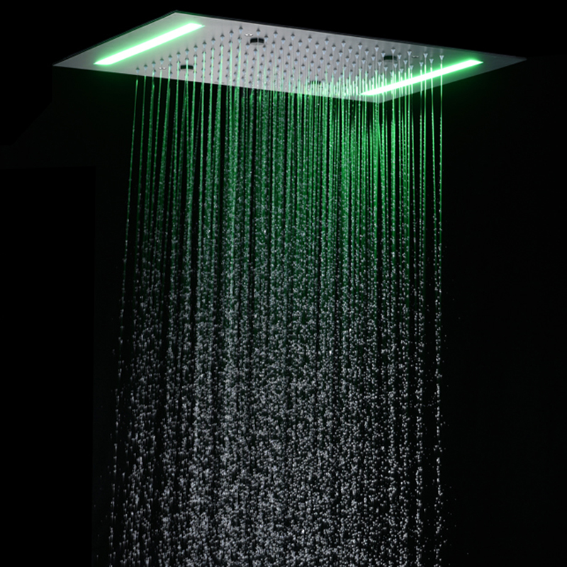 Rain Shower Black Matte 50X36 CM Shower Faucet 7 Colors LED Bathroom Concealed Bifunctional Rainfall Atomizing