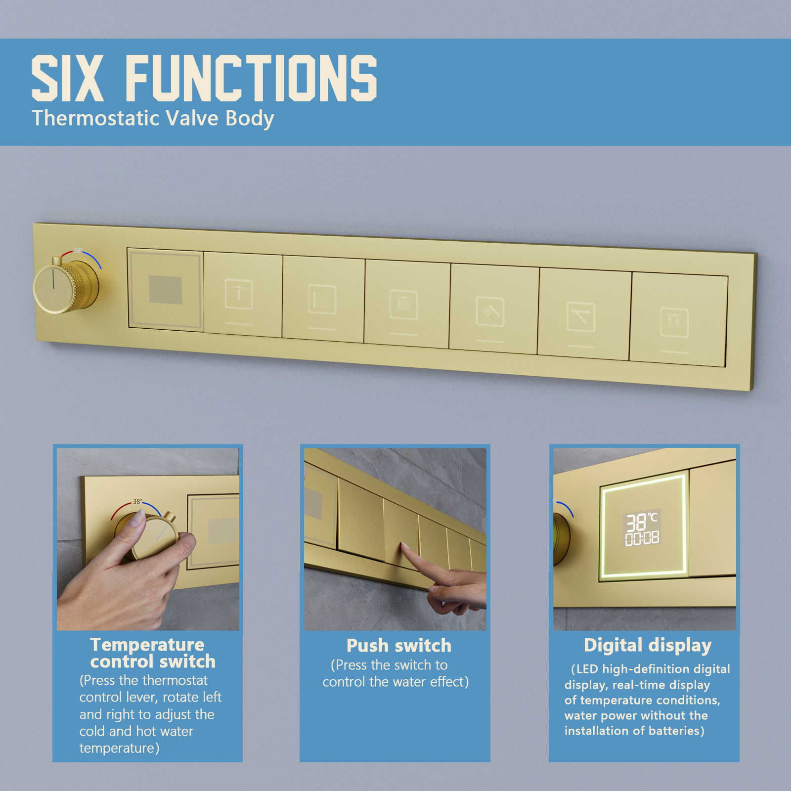 led and bluetooth shower head