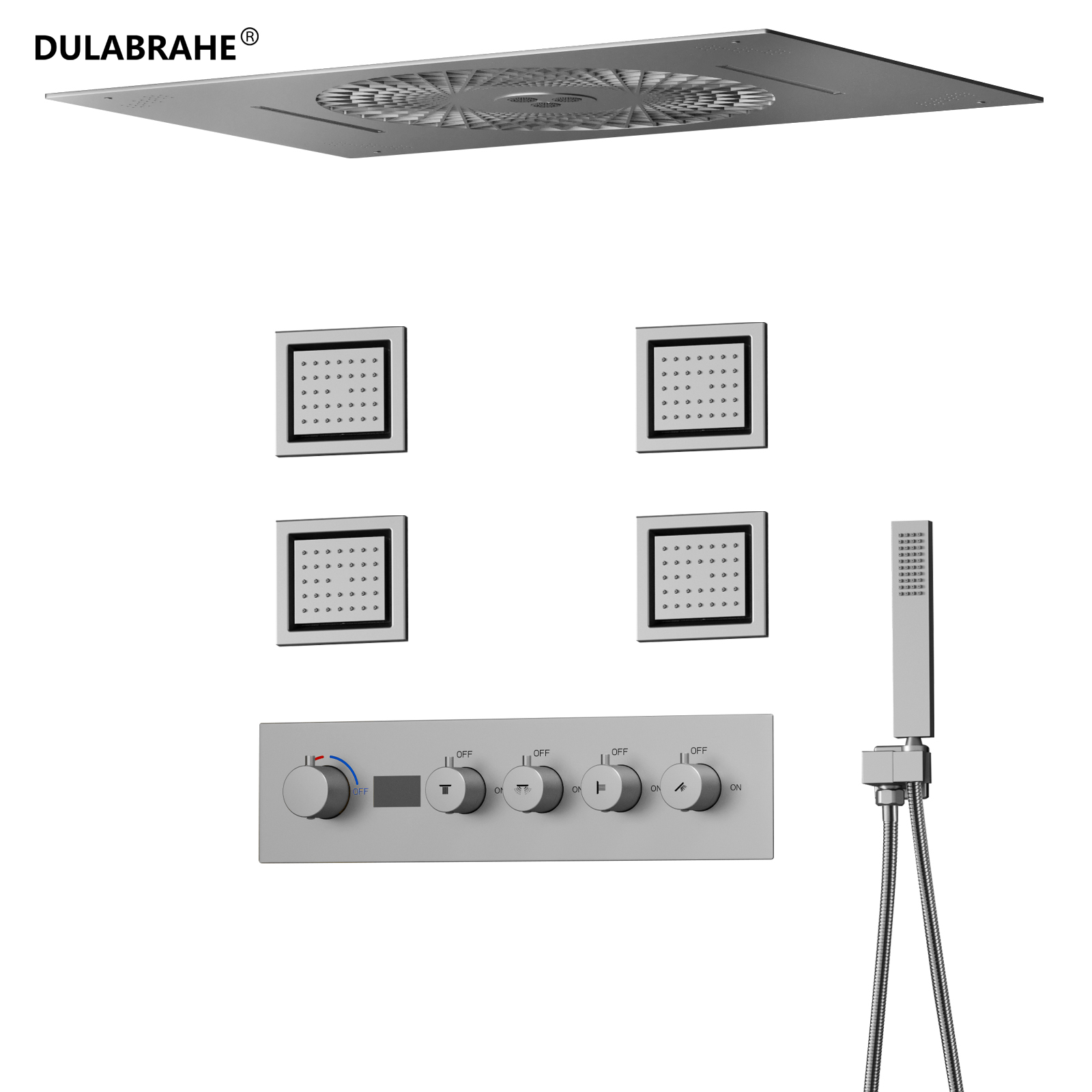 Hot And Cold Valve Water Faucets in Bathrooms Luxury LED Lights Sanitary Ware Stainless Steel Ceilings Shower Set with Sprinklers