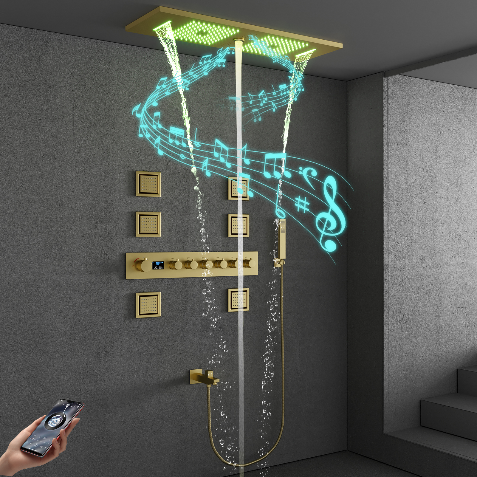 6 setting shower head