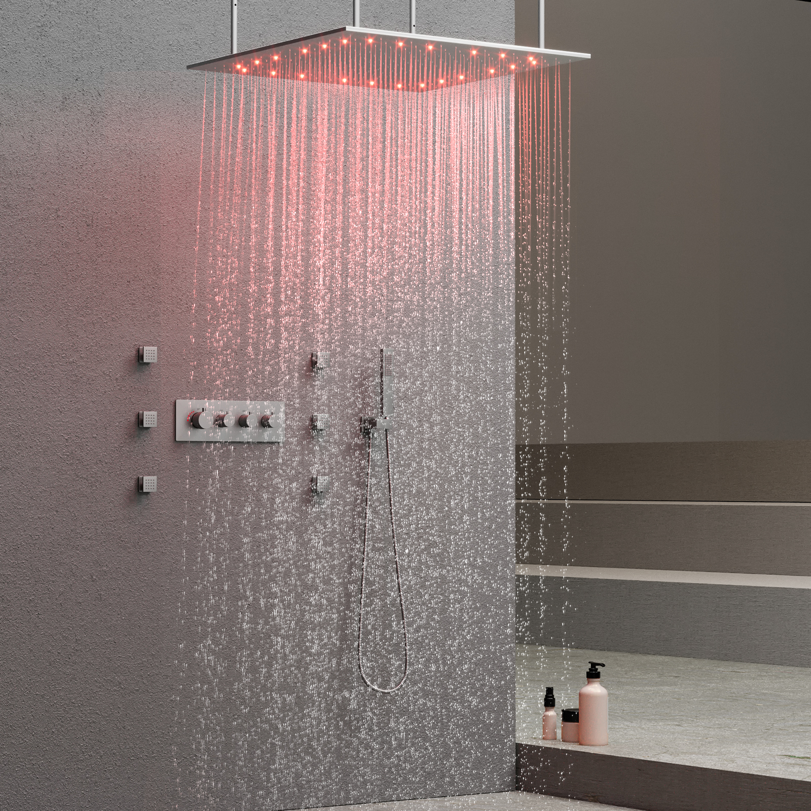 Rain Shower Thermostat Multi-function Led Shower System Blender Set Shower Faucet Set