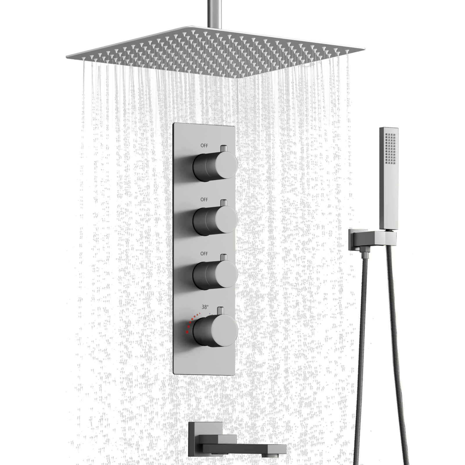 Ceiling Mount Panel Shower Mixer Set Bathroom Luxury Rain Mixer Shower Combo Set Rainfall Shower Head with Handheld
