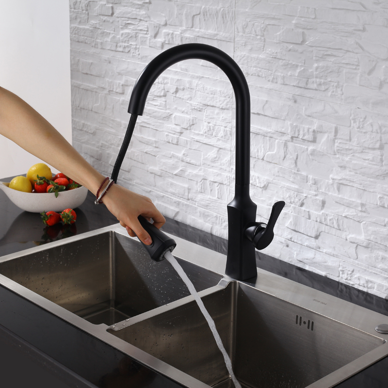 Hot Sales Matte Black Luxury Style Design Sink Basin Kitchen Mixers Bifunctional Single Handle