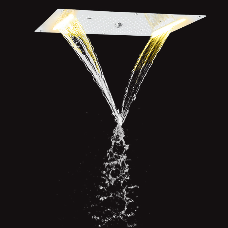 Chrome Polished 70X38 CM LED Top-end Bathroom Shower Head Spa Multi Function Bubble Waterfall Atomizing Rainfall