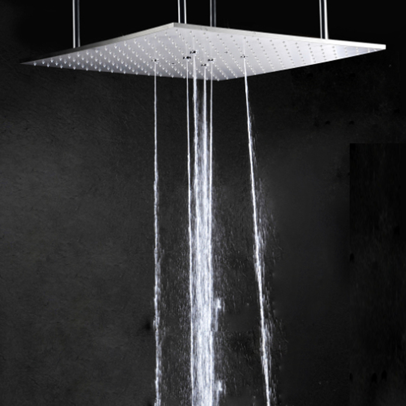 Fashion Chrome Polished 50X50 CM Shower Mixer LED Bathroom Massage Shower Adjustable Shower Head Holder