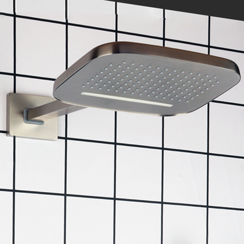 Brushed Nickel 25X20CM Shower Head Bathroom Wall Mount Bifunctional Rainfall Waterfall Shower