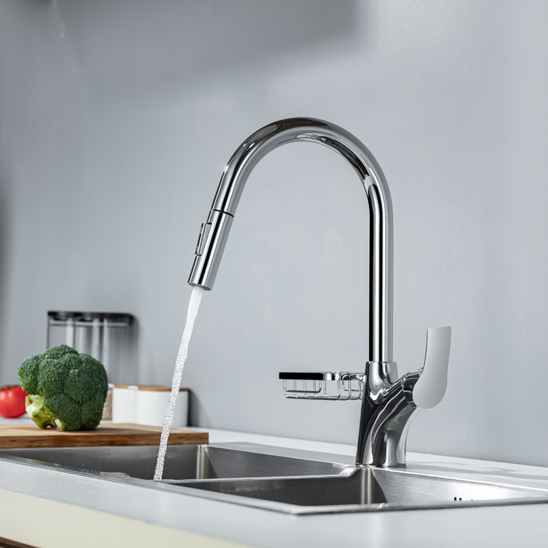Chrome Polished Contemporary Luxury Multifunctional Single Handle Basin Sink Kitchen Faucets