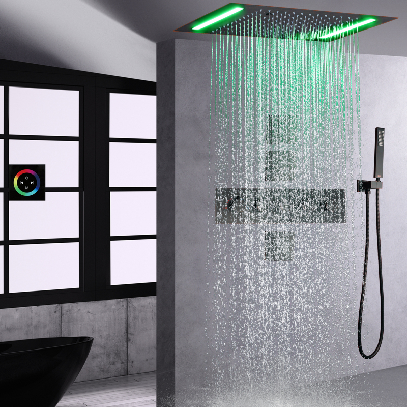 Wholesale ORB Modern Shower Head With LED Panel Wall Mounted Thermostatic Shower Faucet Set For Bathroom Rooms