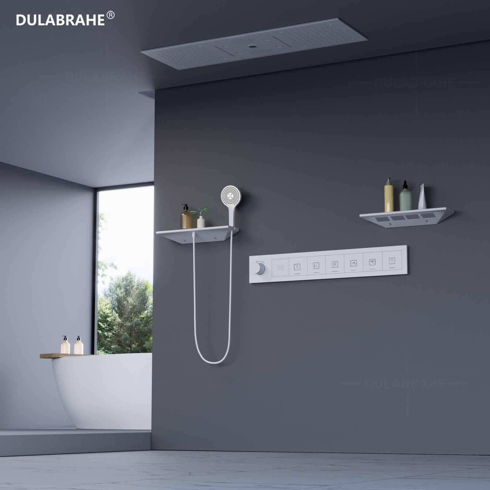 90X30CM Music LED shower head set rainfall waterfall fog bathroom constant temperature shower faucet