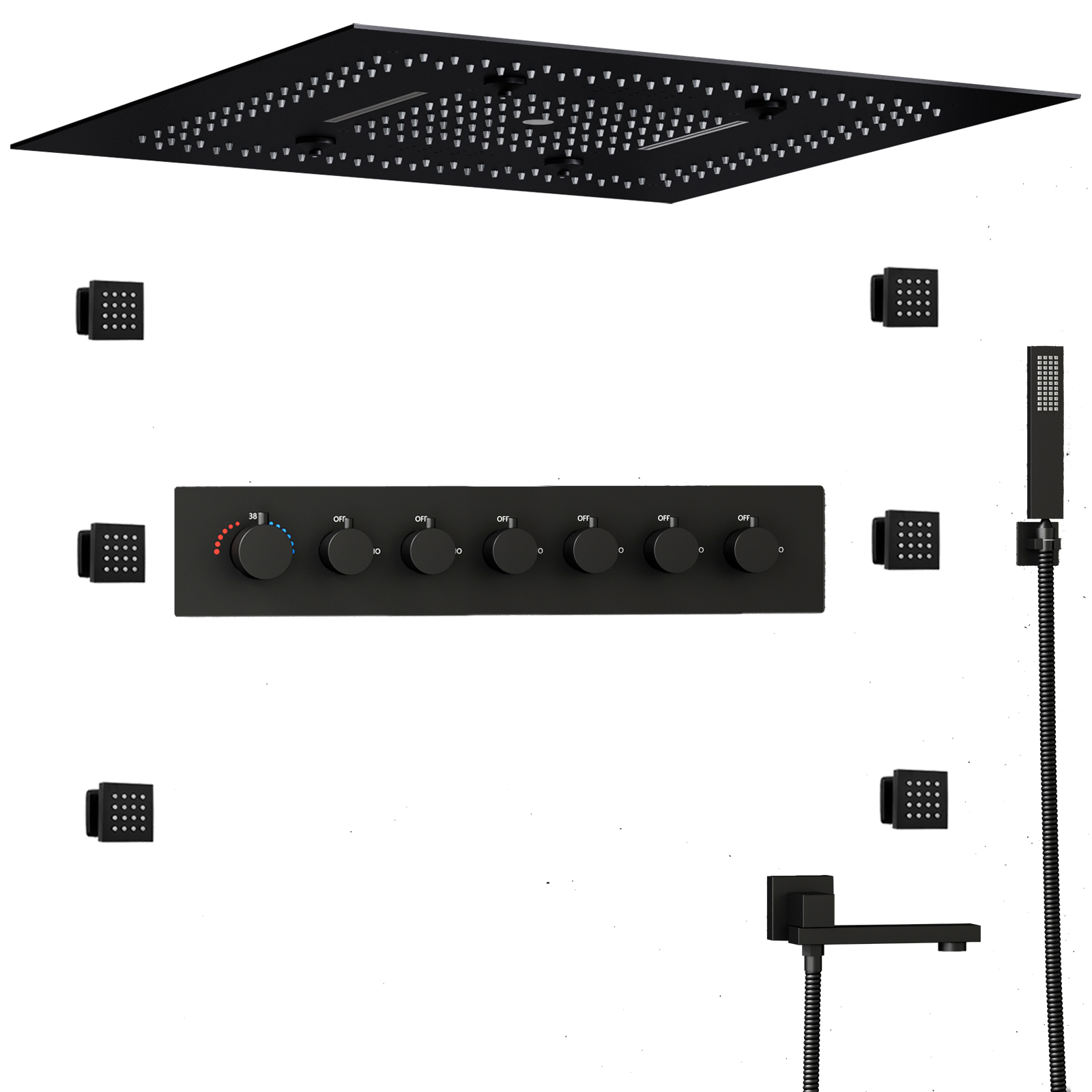 60X60CM BATHROOM THERMOSTAT SHOWER FAUCET WITH VALVE CONCEALED MUSIC SHOWER SET