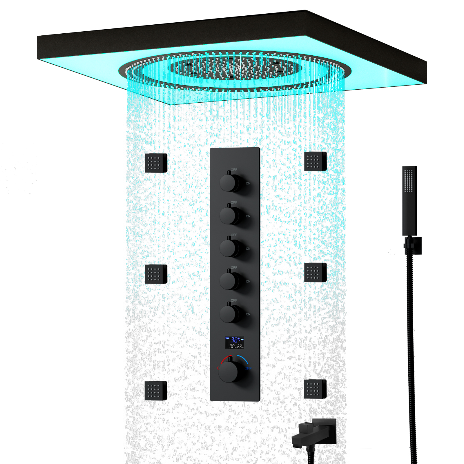 LED Multi-function Hybrid Shower Valve Thermostatic Shower Head Sets