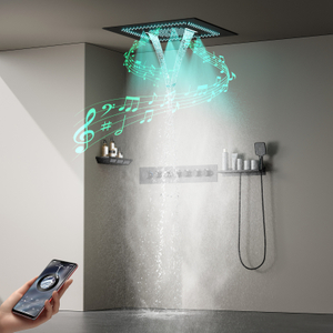600*600mm Bathroom Ceiling LED Constant Temperature Shower Head Set with Rain Waterfall Multifunctional Shower Faucet Kit