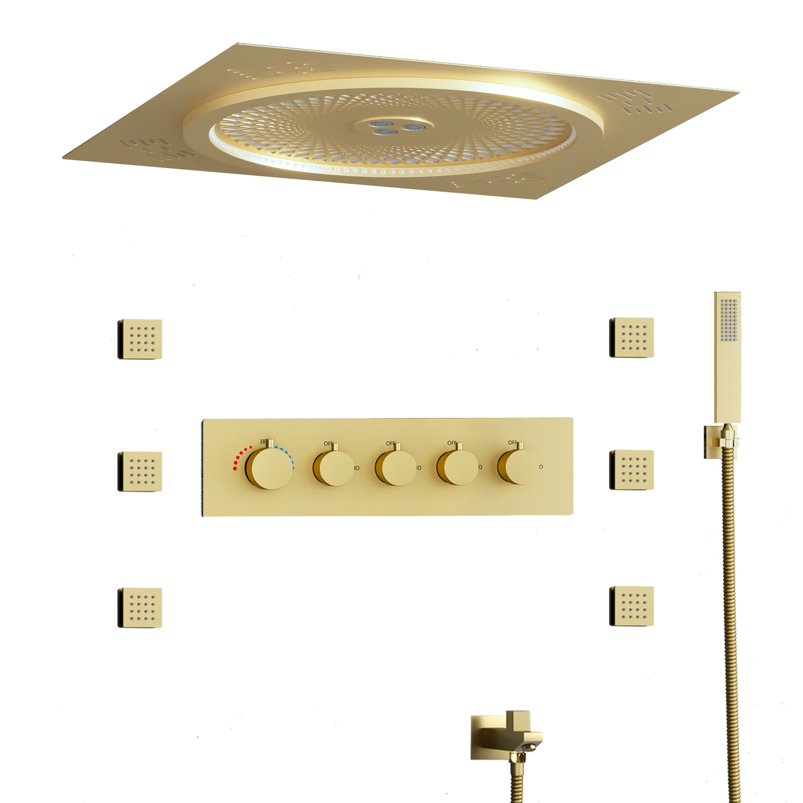 Popular Ceiling LED Shower Head Set Smart Music Shower Head Faucet Rain Water Column Shower System