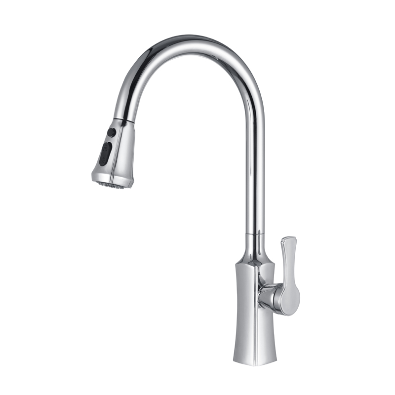 Hot Sales New Chrome Polished European Style Design Sink Bifunctional Kitchen Taps Pull Out Single Handle