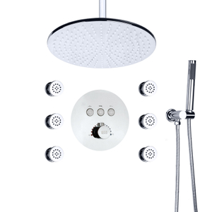 Chrome Polished Rainfall Shower Mixer 10 Inch Thermostatic Bathroom Shower Accessories Set With Handheld