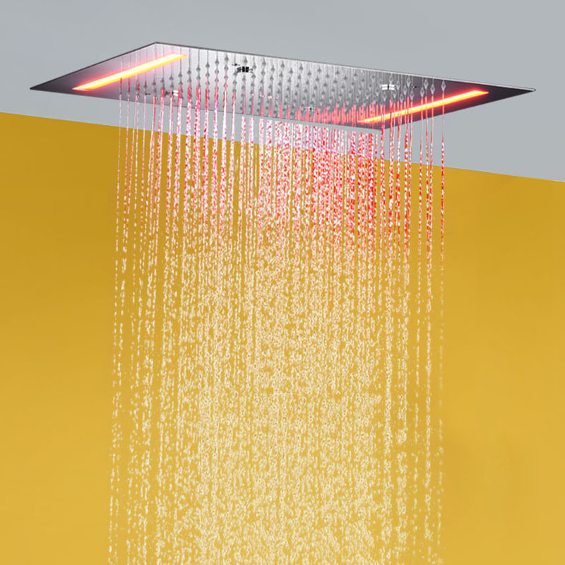 Chrome Polished Bath & Shower Faucets 50X36 CM 7 Colors LED Bathroom Bifunctional Atomizing Rainfall Shower