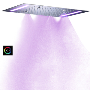 Chrome Polished Bath & Shower Faucets 50X36 CM 7 Colors LED Bathroom Bifunctional Atomizing Rainfall Shower