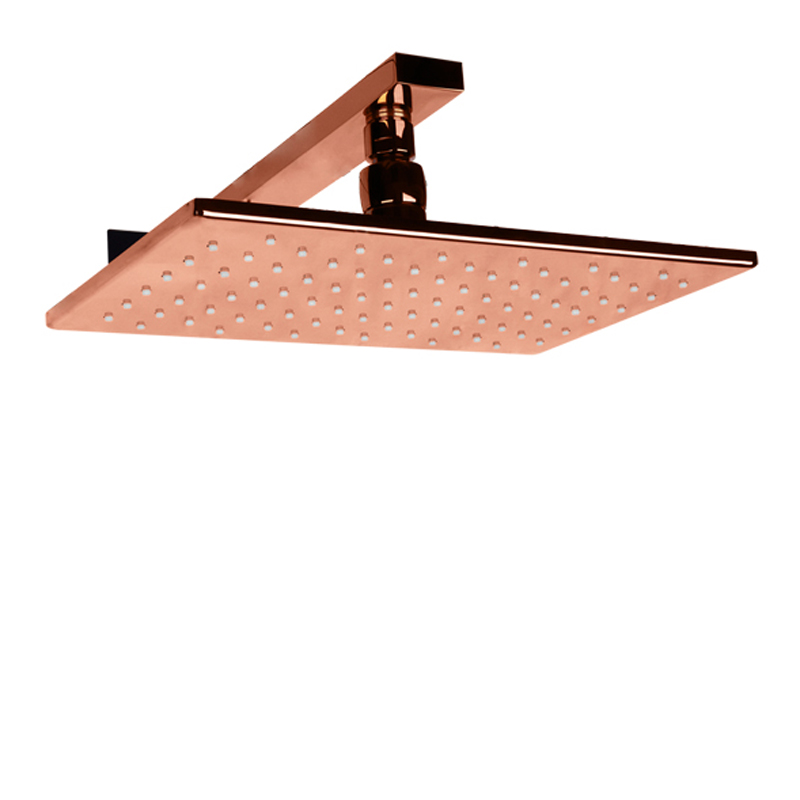 Rose Gold 28X18CM Bathroom Shower Head LED 3 Color Temperature Changing Wall Mount Shower Rainfall