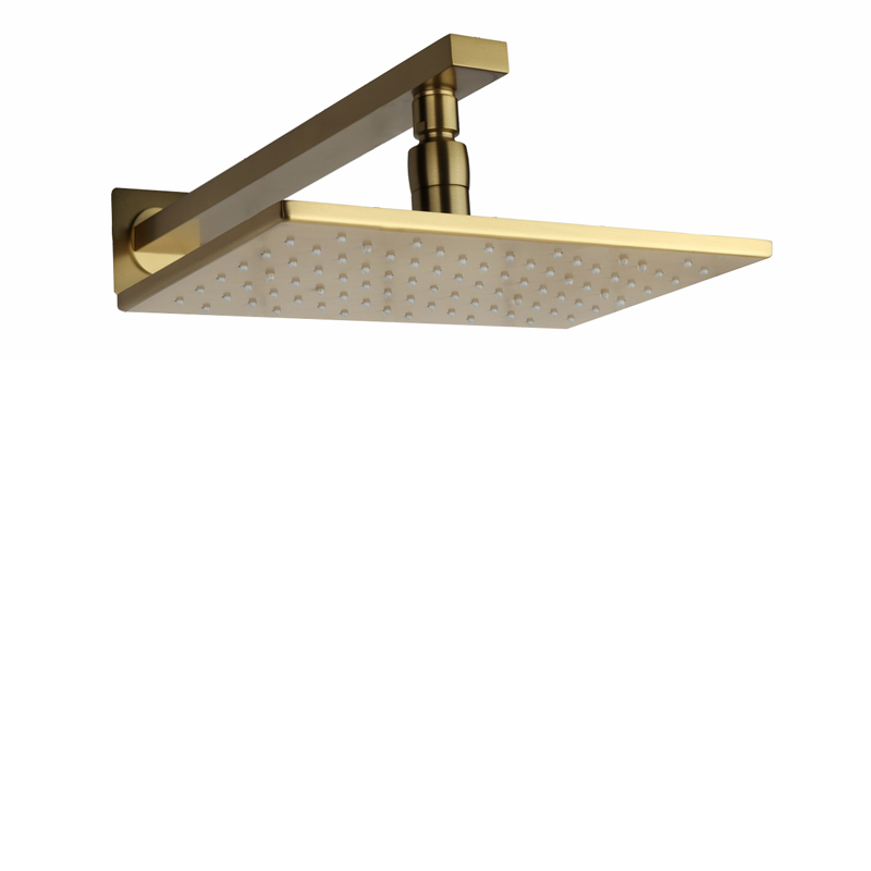 Brushed Gold Bath Faucets 28X18CM Shower Head LED 3 Color Temperature Changing Bathroom Wall Mount Shower Rainfall