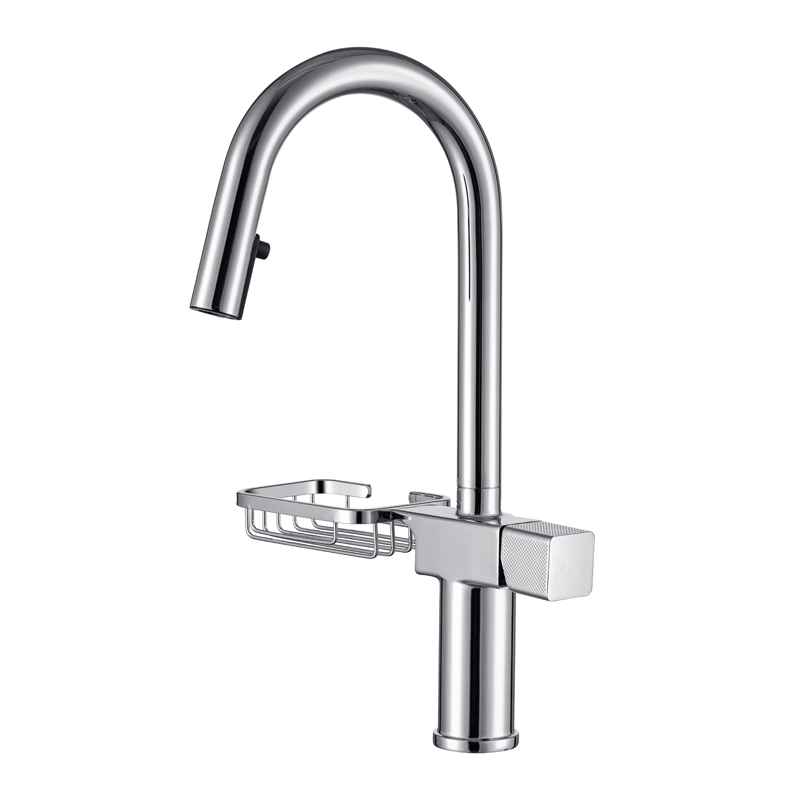 Chrome Polished Sink Basin Kitchen Mixers Modern Multifunctional Pull Out Single Handle