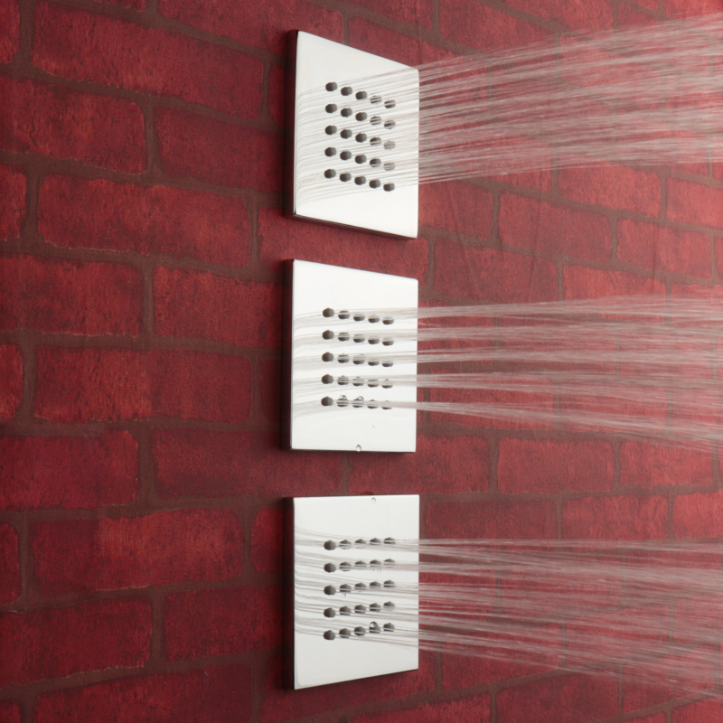 Wall-mounted Chrome Polished Bath Shower Head Rainfall Side Spray Kit