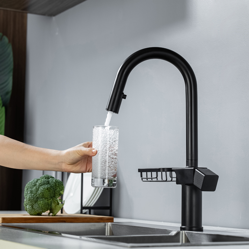 Hot Sales Matte Black Luxurious Fashion Basin Sink Kitchen Faucets Multifunctional Pull Out Single Handle