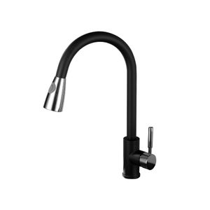 Black Plus Chrome Contemporary Luxury Sink Bifunctional Kitchen Taps Pull Out Single Handle