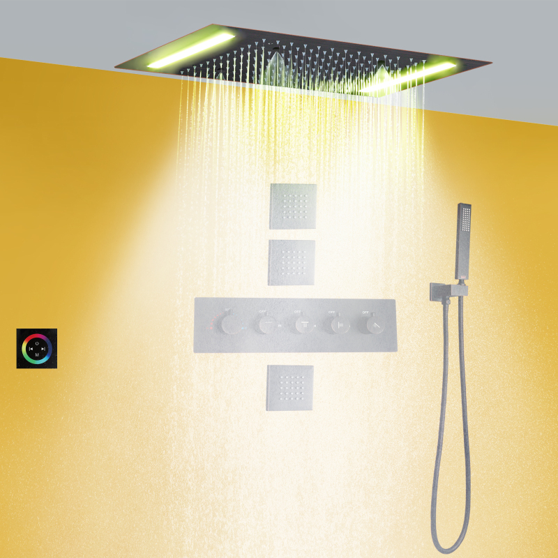Wholesale ORB Modern Shower Head With LED Panel Wall Mounted Thermostatic Shower Faucet Set For Bathroom Rooms