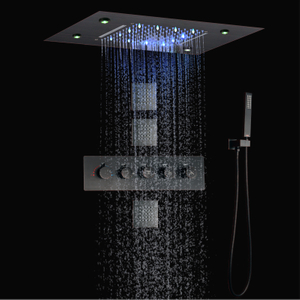 Oil Rubbed Bronze Thermostatic Rain Shower System 14 X 20 Inch Embed Ceiling Bathroom Waterfall Rainfall