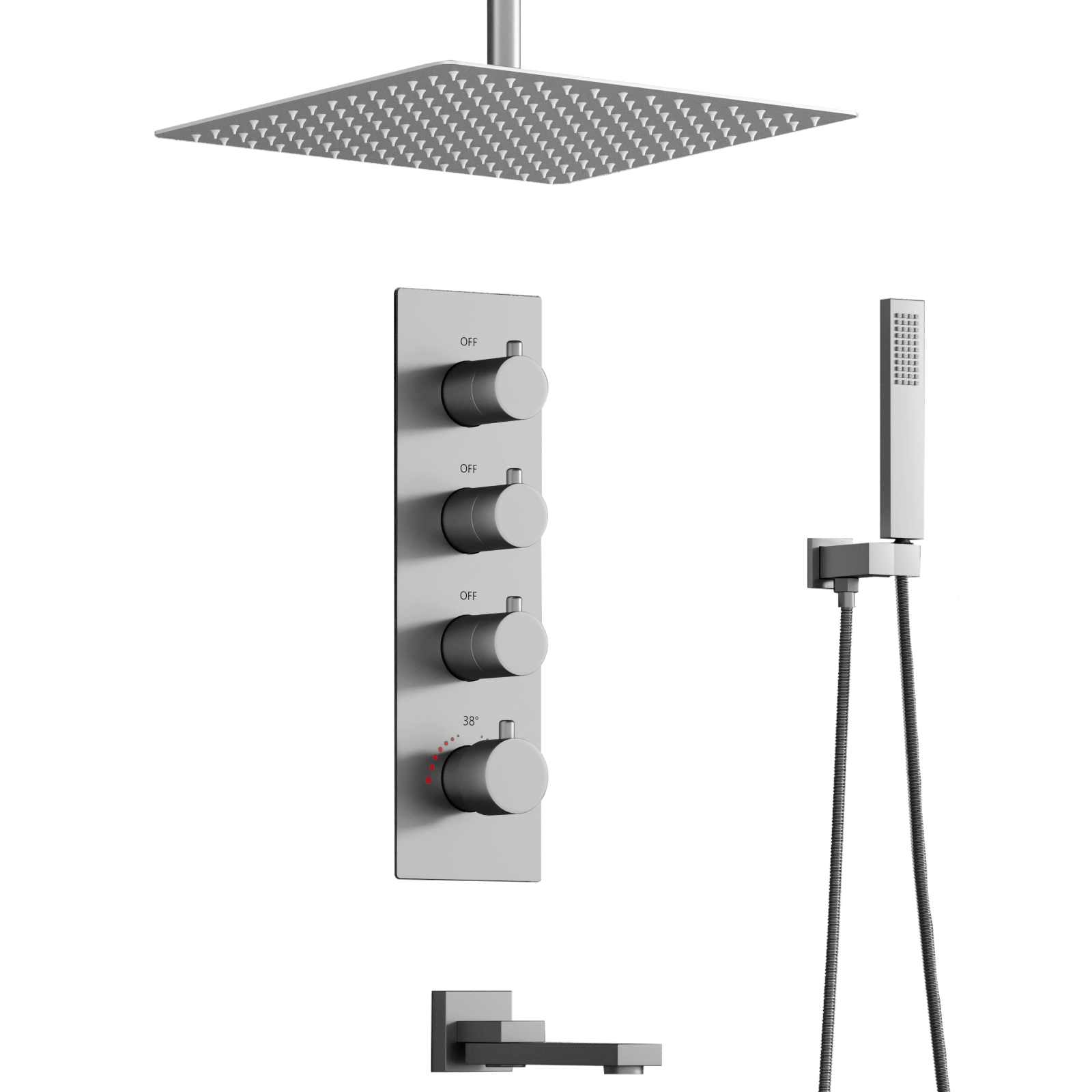 Ceiling Mount Panel Shower Mixer Set Bathroom Luxury Rain Mixer Shower Combo Set Rainfall Shower Head with Handheld