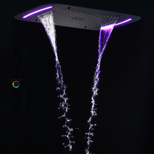 Matte Black Shower Mixer 71X43 CM Bathroom Multifunction Rainfall Waterfall Atomizing Bubble With LED Control Panel