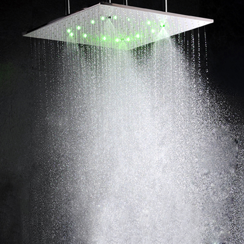 Chrome Polished 50X50 CM Shower Head LED Bathroom Rainfall Atomizing Shower Adjustable Shower Head Holder