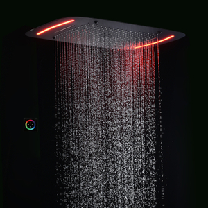 Matte Black Shower Head 71X43 CM Top-end Bathroom Rainfall Waterfall Atomizing Bubble With LED Control Panel