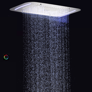 Brushed Nickel Shower Faucets 71X43 CM Bathroom Multifunction Waterfall Atomizing Bubble With LED Control Panel