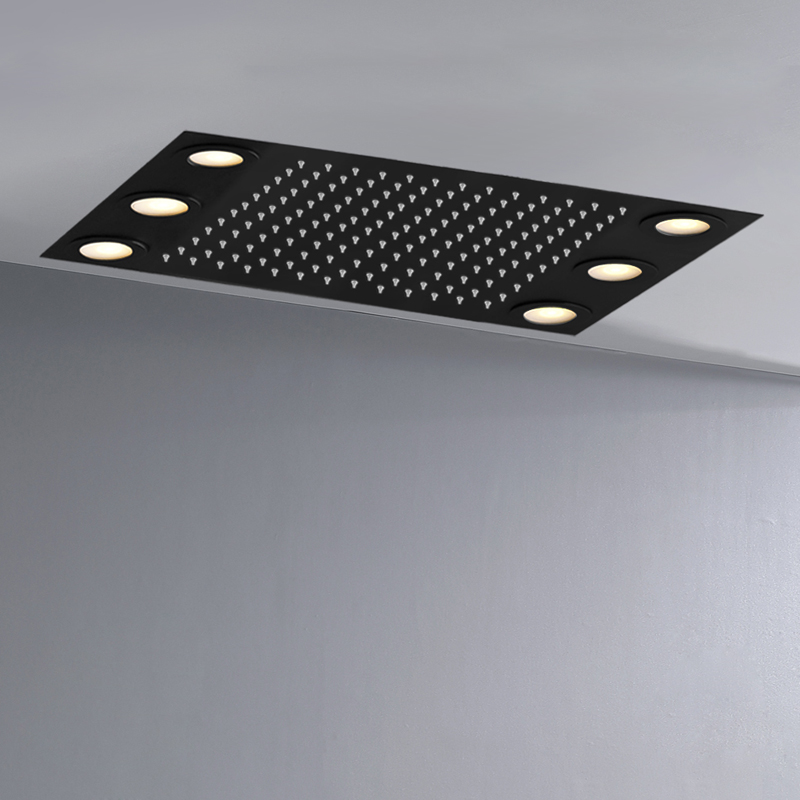 Hot Sales Matte Black 50X36 CM Shower Head LED Bathroom Embed Ceiling Rainfall Shower