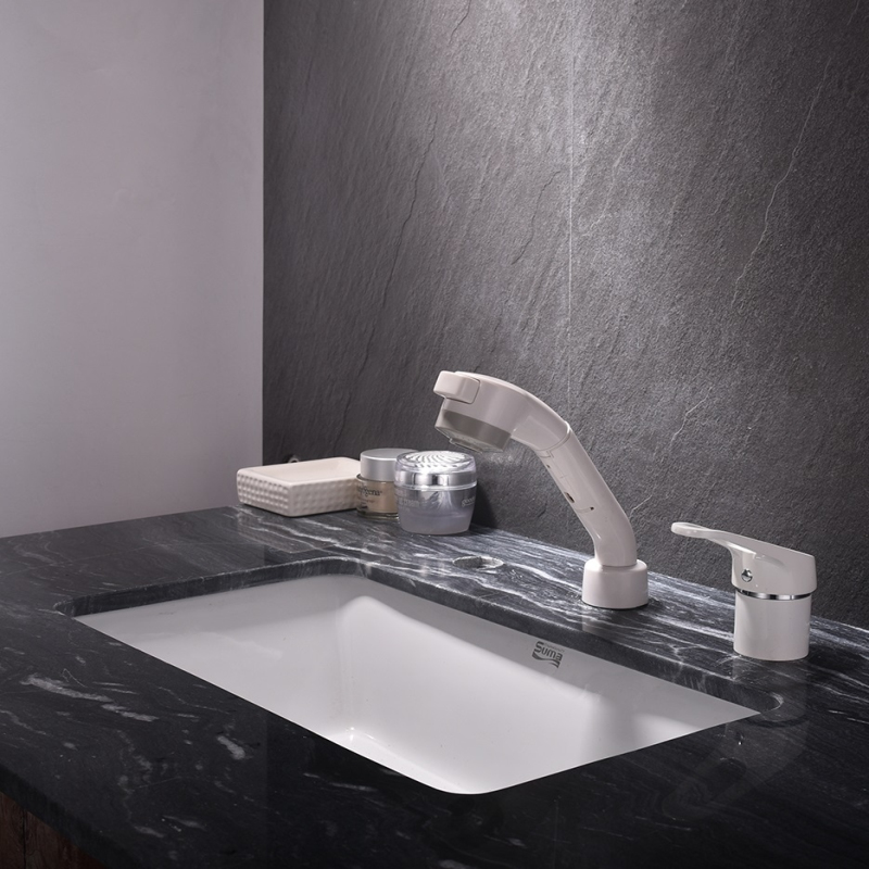 White Fashion Basin Faucet Sink Bathroom Single Handle Water Mixer