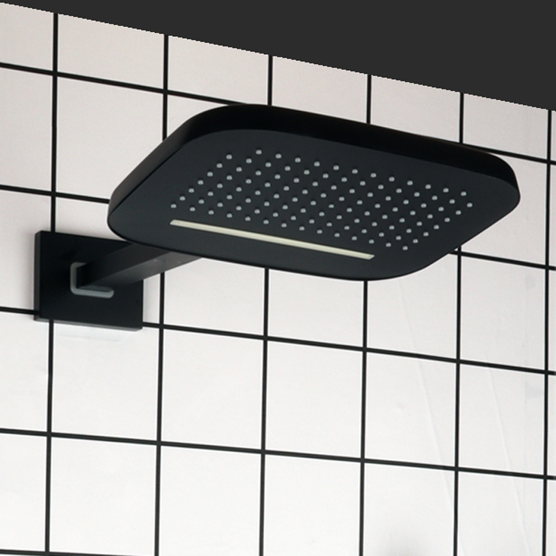 Matte Black 25X20CM Shower Mixer Bathroom Wall Mount Bifunctional Rainfall Waterfall Shower