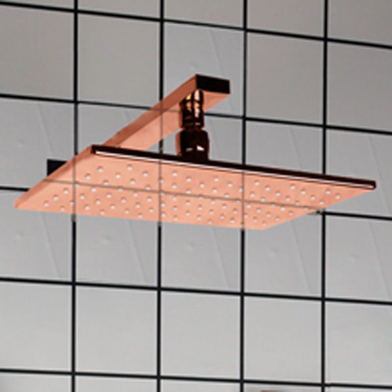 Rose Gold 28X18CM Bathroom Shower Head LED 3 Color Temperature Changing Wall Mount Shower Rainfall