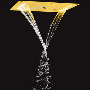 Luxury Brushed Gold Shower Head 70X38 CM LED Bathroom Multifunction Waterfall Rainfall Atomizing Bubble Shower